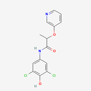 molecular formula C14H12Cl2N2O3 B7657407 N-(3,5-dichloro-4-hydroxyphenyl)-2-pyridin-3-yloxypropanamide 