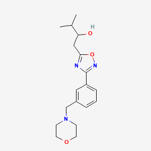 molecular formula C18H25N3O3 B7657411 3-Methyl-1-[3-[3-(morpholin-4-ylmethyl)phenyl]-1,2,4-oxadiazol-5-yl]butan-2-ol 