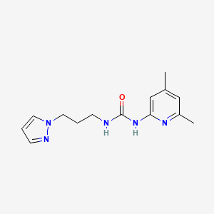 molecular formula C14H19N5O B7657459 1-(4,6-Dimethylpyridin-2-yl)-3-(3-pyrazol-1-ylpropyl)urea 