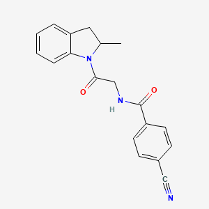 4-cyano-N-[2-(2-methyl-2,3-dihydroindol-1-yl)-2-oxoethyl]benzamide