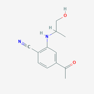 molecular formula C12H14N2O2 B7657507 4-Acetyl-2-(1-hydroxypropan-2-ylamino)benzonitrile 