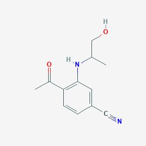 molecular formula C12H14N2O2 B7657511 4-Acetyl-3-(1-hydroxypropan-2-ylamino)benzonitrile 