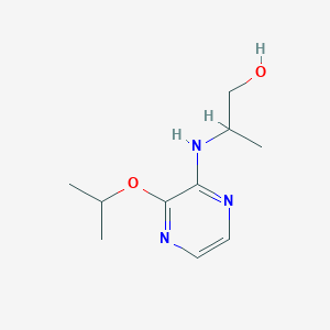 molecular formula C10H17N3O2 B7657528 2-[(3-Propan-2-yloxypyrazin-2-yl)amino]propan-1-ol 