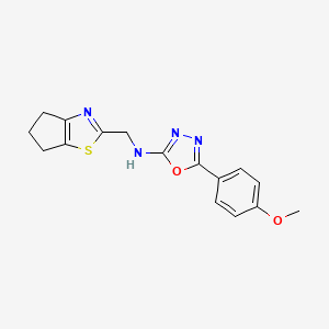 molecular formula C16H16N4O2S B7657583 N-(5,6-dihydro-4H-cyclopenta[d][1,3]thiazol-2-ylmethyl)-5-(4-methoxyphenyl)-1,3,4-oxadiazol-2-amine 