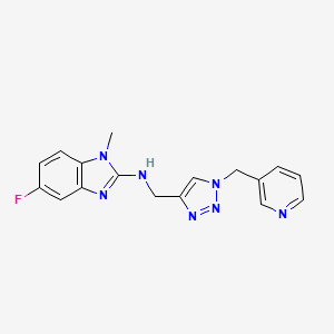 molecular formula C17H16FN7 B7657638 5-fluoro-1-methyl-N-[[1-(pyridin-3-ylmethyl)triazol-4-yl]methyl]benzimidazol-2-amine 