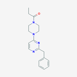 molecular formula C18H22N4O B7657649 1-[4-(2-Benzylpyrimidin-4-yl)piperazin-1-yl]propan-1-one 