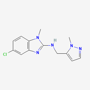 molecular formula C13H14ClN5 B7657657 5-chloro-1-methyl-N-[(2-methylpyrazol-3-yl)methyl]benzimidazol-2-amine 