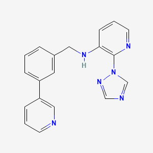 molecular formula C19H16N6 B7657687 N-[(3-pyridin-3-ylphenyl)methyl]-2-(1,2,4-triazol-1-yl)pyridin-3-amine 