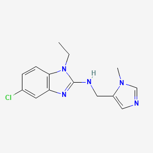 molecular formula C14H16ClN5 B7657742 5-chloro-1-ethyl-N-[(3-methylimidazol-4-yl)methyl]benzimidazol-2-amine 