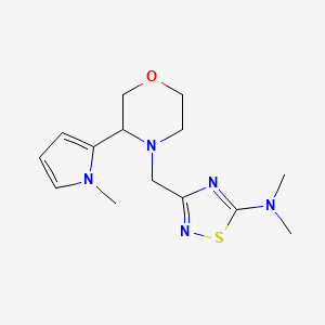 molecular formula C14H21N5OS B7657745 N,N-dimethyl-3-[[3-(1-methylpyrrol-2-yl)morpholin-4-yl]methyl]-1,2,4-thiadiazol-5-amine 