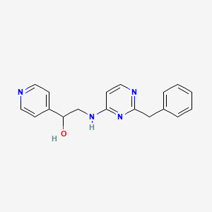 molecular formula C18H18N4O B7657813 2-[(2-Benzylpyrimidin-4-yl)amino]-1-pyridin-4-ylethanol 