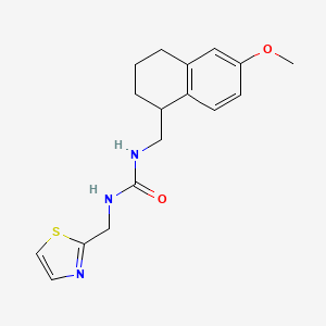 molecular formula C17H21N3O2S B7657819 1-[(6-Methoxy-1,2,3,4-tetrahydronaphthalen-1-yl)methyl]-3-(1,3-thiazol-2-ylmethyl)urea 