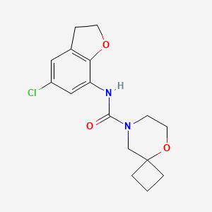 molecular formula C16H19ClN2O3 B7657849 N-(5-chloro-2,3-dihydro-1-benzofuran-7-yl)-5-oxa-8-azaspiro[3.5]nonane-8-carboxamide 