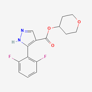 molecular formula C15H14F2N2O3 B7657914 oxan-4-yl 5-(2,6-difluorophenyl)-1H-pyrazole-4-carboxylate 