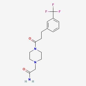 molecular formula C16H20F3N3O2 B7657915 2-[4-[3-[3-(Trifluoromethyl)phenyl]propanoyl]piperazin-1-yl]acetamide 