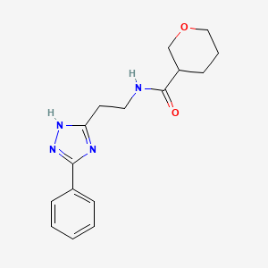 molecular formula C16H20N4O2 B7657939 N-[2-(3-phenyl-1H-1,2,4-triazol-5-yl)ethyl]oxane-3-carboxamide 