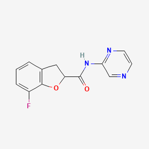 molecular formula C13H10FN3O2 B7657987 7-fluoro-N-pyrazin-2-yl-2,3-dihydro-1-benzofuran-2-carboxamide 