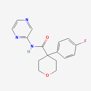 4-(4-fluorophenyl)-N-pyrazin-2-yloxane-4-carboxamide