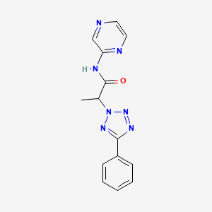 molecular formula C14H13N7O B7658124 2-(5-phenyltetrazol-2-yl)-N-pyrazin-2-ylpropanamide 