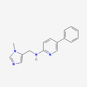 molecular formula C16H16N4 B7658135 N-[(3-methylimidazol-4-yl)methyl]-5-phenylpyridin-2-amine 