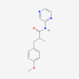 molecular formula C15H17N3O2 B7658164 3-(4-methoxyphenyl)-2-methyl-N-pyrazin-2-ylpropanamide 