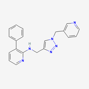 molecular formula C20H18N6 B7658201 3-phenyl-N-[[1-(pyridin-3-ylmethyl)triazol-4-yl]methyl]pyridin-2-amine 