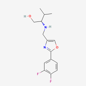 molecular formula C15H18F2N2O2 B7658212 (2S)-2-[[2-(3,4-difluorophenyl)-1,3-oxazol-4-yl]methylamino]-3-methylbutan-1-ol 