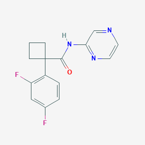 molecular formula C15H13F2N3O B7658224 1-(2,4-difluorophenyl)-N-pyrazin-2-ylcyclobutane-1-carboxamide 