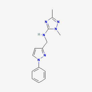 2,5-dimethyl-N-[(1-phenylpyrazol-3-yl)methyl]-1,2,4-triazol-3-amine