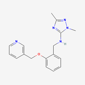 molecular formula C17H19N5O B7658264 2,5-dimethyl-N-[[2-(pyridin-3-ylmethoxy)phenyl]methyl]-1,2,4-triazol-3-amine 