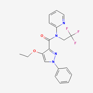 molecular formula C19H17F3N4O2 B7658291 4-ethoxy-1-phenyl-N-pyridin-2-yl-N-(2,2,2-trifluoroethyl)pyrazole-3-carboxamide 