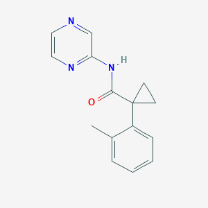 molecular formula C15H15N3O B7658323 1-(2-methylphenyl)-N-pyrazin-2-ylcyclopropane-1-carboxamide 