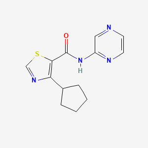 molecular formula C13H14N4OS B7658350 4-cyclopentyl-N-pyrazin-2-yl-1,3-thiazole-5-carboxamide 