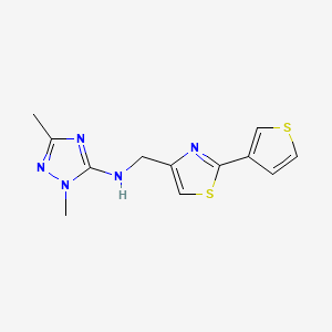 molecular formula C12H13N5S2 B7658372 2,5-dimethyl-N-[(2-thiophen-3-yl-1,3-thiazol-4-yl)methyl]-1,2,4-triazol-3-amine 