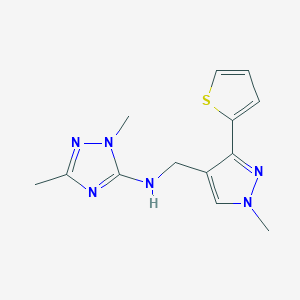 2,5-dimethyl-N-[(1-methyl-3-thiophen-2-ylpyrazol-4-yl)methyl]-1,2,4-triazol-3-amine