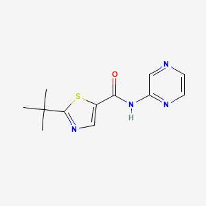 molecular formula C12H14N4OS B7658392 2-tert-butyl-N-pyrazin-2-yl-1,3-thiazole-5-carboxamide 