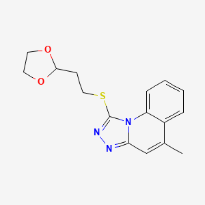 molecular formula C16H17N3O2S B7658418 1-[2-(1,3-Dioxolan-2-yl)ethylsulfanyl]-5-methyl-[1,2,4]triazolo[4,3-a]quinoline 