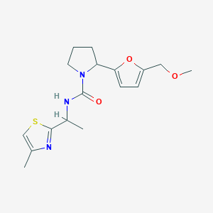 molecular formula C17H23N3O3S B7658431 2-[5-(methoxymethyl)furan-2-yl]-N-[1-(4-methyl-1,3-thiazol-2-yl)ethyl]pyrrolidine-1-carboxamide 