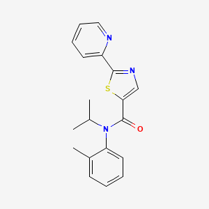 molecular formula C19H19N3OS B7658455 N-(2-methylphenyl)-N-propan-2-yl-2-pyridin-2-yl-1,3-thiazole-5-carboxamide 