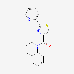 molecular formula C19H19N3OS B7658476 N-(2-methylphenyl)-N-propan-2-yl-2-pyridin-2-yl-1,3-thiazole-4-carboxamide 