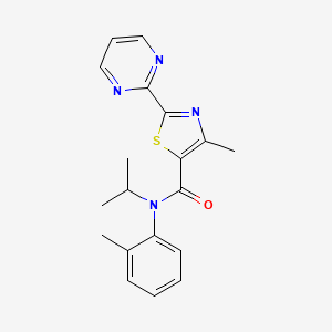 molecular formula C19H20N4OS B7658483 4-methyl-N-(2-methylphenyl)-N-propan-2-yl-2-pyrimidin-2-yl-1,3-thiazole-5-carboxamide 