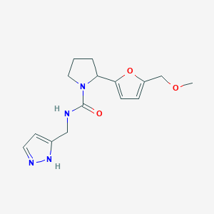 molecular formula C15H20N4O3 B7658488 2-[5-(methoxymethyl)furan-2-yl]-N-(1H-pyrazol-5-ylmethyl)pyrrolidine-1-carboxamide 