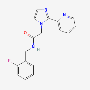 molecular formula C17H15FN4O B7658519 N-[(2-fluorophenyl)methyl]-2-(2-pyridin-2-ylimidazol-1-yl)acetamide 