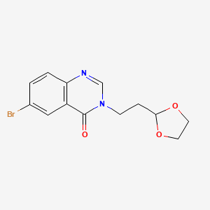 molecular formula C13H13BrN2O3 B7658556 6-Bromo-3-[2-(1,3-dioxolan-2-yl)ethyl]quinazolin-4-one 