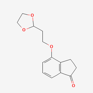 molecular formula C14H16O4 B7658621 4-[2-(1,3-Dioxolan-2-yl)ethoxy]-2,3-dihydroinden-1-one 