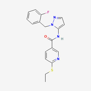 6-ethylsulfanyl-N-[2-[(2-fluorophenyl)methyl]pyrazol-3-yl]pyridine-3-carboxamide