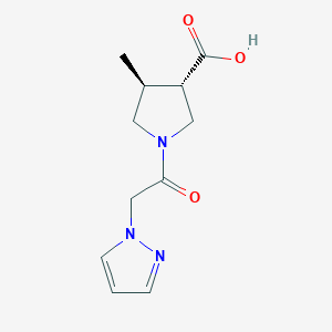 molecular formula C11H15N3O3 B7658655 (3S,4S)-4-methyl-1-(2-pyrazol-1-ylacetyl)pyrrolidine-3-carboxylic acid 