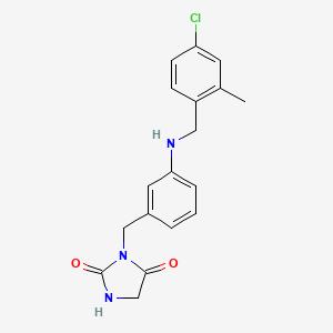 molecular formula C18H18ClN3O2 B7658663 3-[[3-[(4-Chloro-2-methylphenyl)methylamino]phenyl]methyl]imidazolidine-2,4-dione 