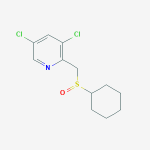 molecular formula C12H15Cl2NOS B7658766 3,5-Dichloro-2-(cyclohexylsulfinylmethyl)pyridine 