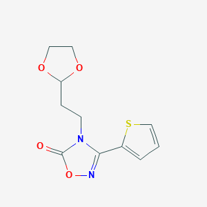 molecular formula C11H12N2O4S B7658789 4-[2-(1,3-Dioxolan-2-yl)ethyl]-3-thiophen-2-yl-1,2,4-oxadiazol-5-one 